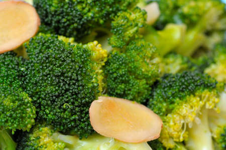 Macro shot of green broccoli showing detail and texture.の写真素材