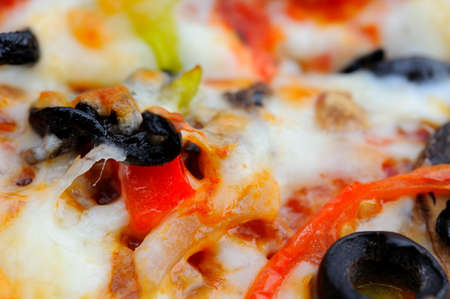 Macro shot of Italian pizza texture and detail.の写真素材