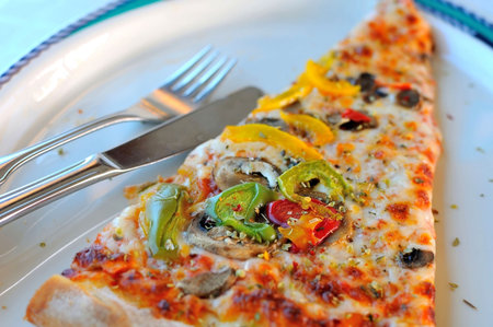 Closeup shot of healthy vegetarian pizza.
