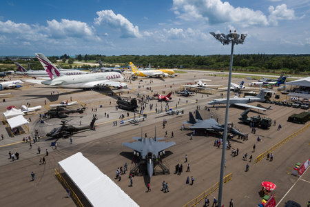 Singapore 16 Feb 2016: Fighter jets, passenger aircraft and more at the static aircraft display at...