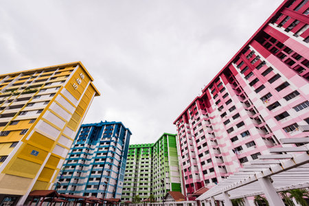 Singapore, 29 Dec 2015: Colourful apartment landmark of Rochor Centre scheduled to be demolished to make way for new construction projects in 2016.のeditorial素材