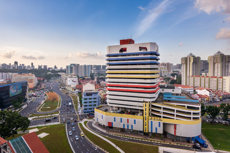 Singapore, 30 Dec 2015: Sim Lim Tower and surrounding buildings during sunset. It is known as a big...