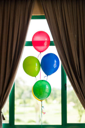 Colourful balloon decoration for various celebrations and events.の写真素材
