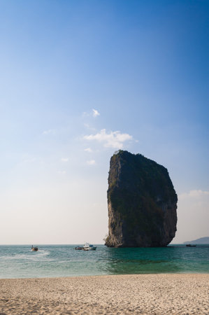 Unique rock formation with gorgeous resort beach. Beautiful sea waters and clear blue skies. Travel concepts.の写真素材