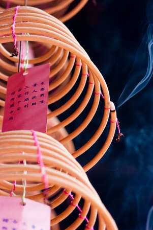 KUALA LUMPUR, MALAYSIA - FEBRUARY 18: Burning incense coils at Guan Di Temple, Kuala Lumpur, Malaysia on February 18, 2012 . Guan Di Temple or God of War Temple is one of the oldest Chinese temples in Kuala Lumpur.のeditorial素材