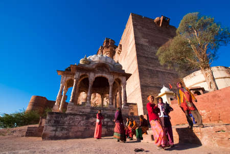 JODHPUR, INDIA - FEB 28   locals wait outside the Mehrangarh Fort on Februay 28, 2013 in Jodhpur, India  Mehrangarh Fort is one of the most important and must-visit attractions in Jodhpur のeditorial素材