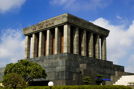Ho Chi Mihn Mausoleum in Hanoi, Vietnam is a memorial to the Vietnamese leader
