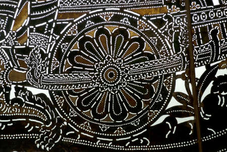 Thai shadow play puppet is on display at Wat Khanon の写真素材