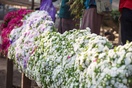Colorful flowers for sale at the wholesale flower market in Kyauk Mee on the roadside to Pyin Oo Lwinの写真素材