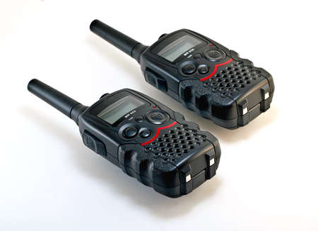  handheld transceivers on a white backgroundの写真素材
