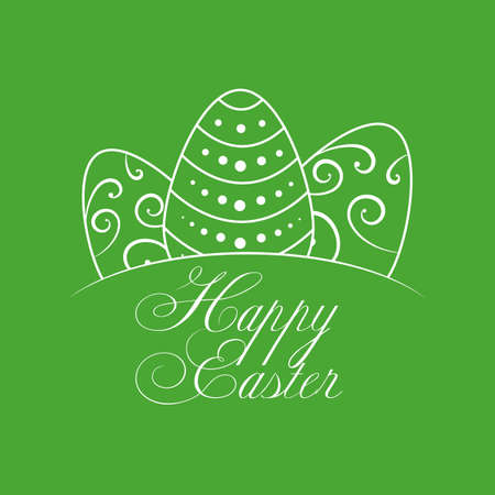 Happy Easter with white eggs silhouetteのイラスト素材