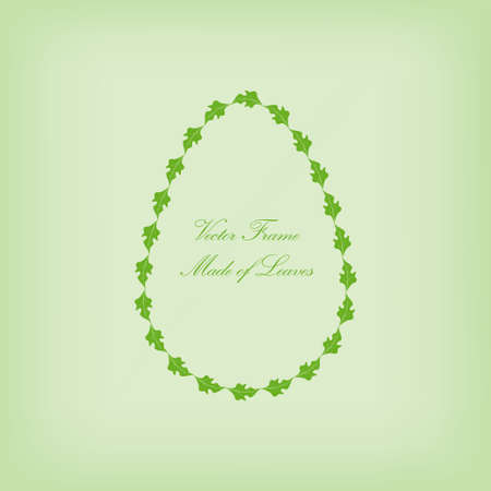 frame made of leaves on light green backgroundのイラスト素材