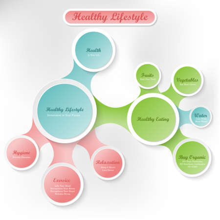 Healthy body and lifestyle concept infographics with circles and shadowsのイラスト素材