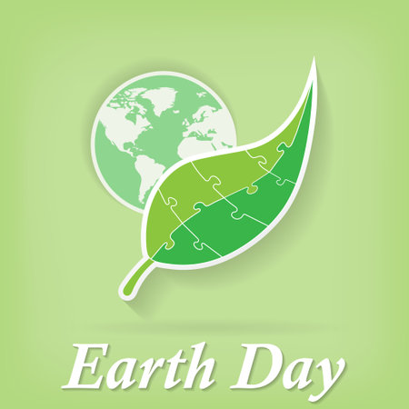 Earth Day. illustration with the words, planets and leavesのイラスト素材
