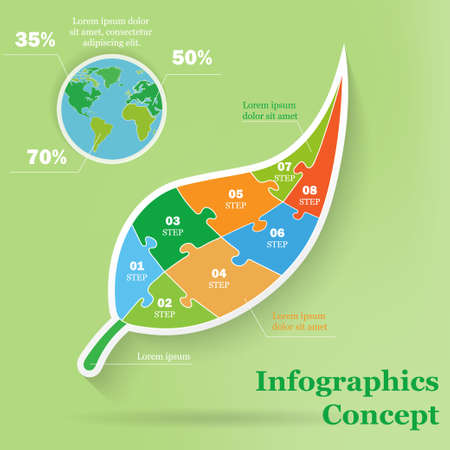 Modern infographics global template for 8 options. . Can be used for workflow layout,  diagram, web design, infographic template.のイラスト素材