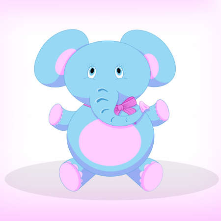 Cute Elephant girl is sitting on the pink backgroundのイラスト素材