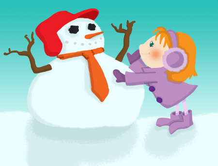 snowman childの写真素材