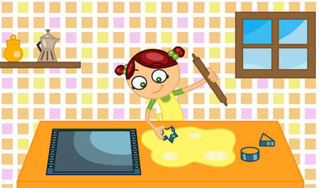 cooking little girlの写真素材