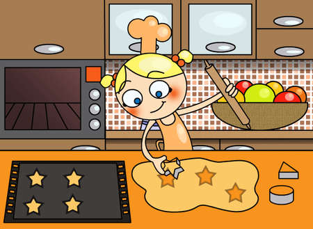 cooking little girlの写真素材
