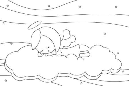 cute sleeping angel girlの写真素材