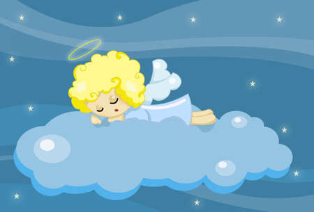 cute sleeping angel boyの写真素材