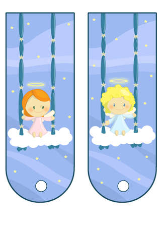 cute little angels labels cardの写真素材