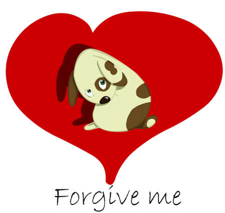 sad dog forgive me cardの写真素材