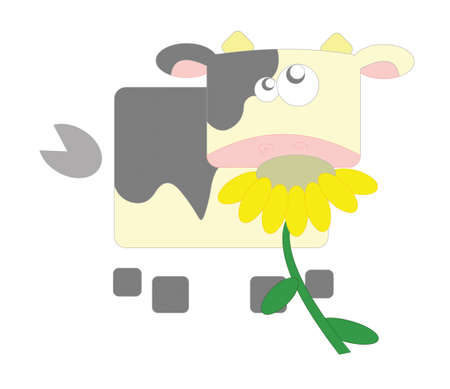 cow with flowerの写真素材