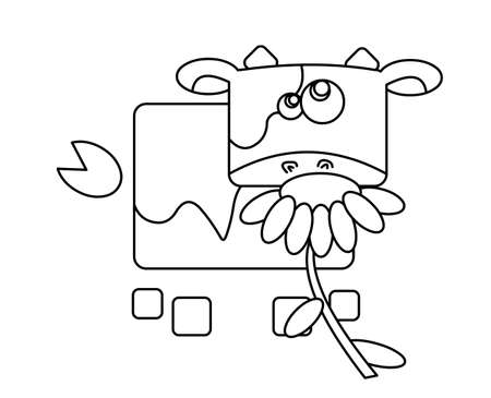 cow with flower black and whiteの写真素材