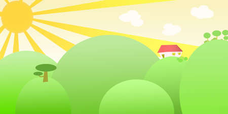 hills sunny landscapeの写真素材