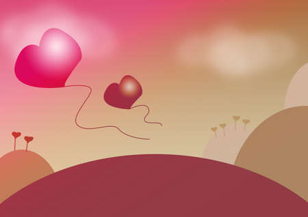 landscape with heartsの写真素材