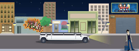 hammer limousine on the roadの写真素材