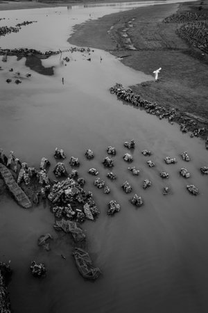 Higher angle view of riverの写真素材