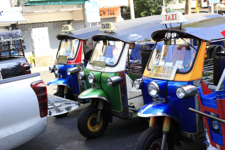 Tricycle parking on the road