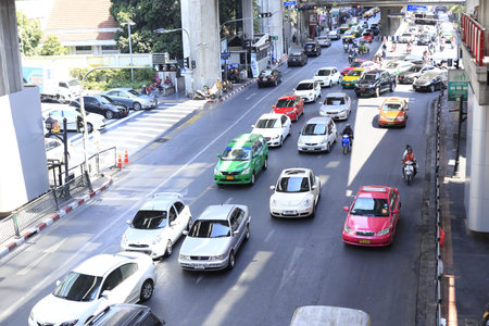 Higher angle view of cars on the roadのeditorial素材