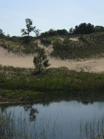 Dunes on Lake Michigan shore NW INdianaの写真素材