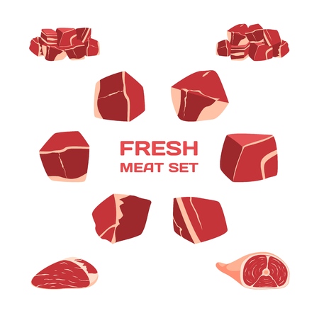 Isolated Vector Freash Meat Set.のイラスト素材