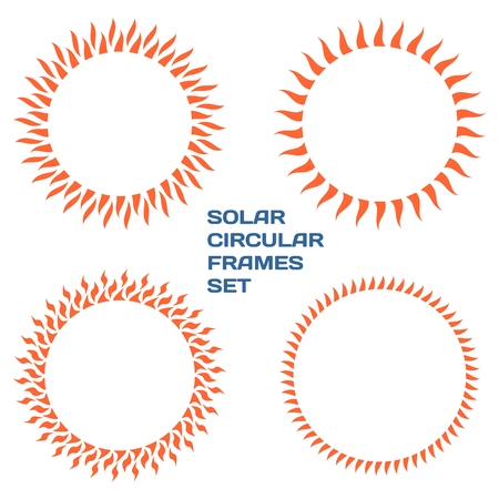 Orange solar circular frames set. Elements for your perfect design.のイラスト素材