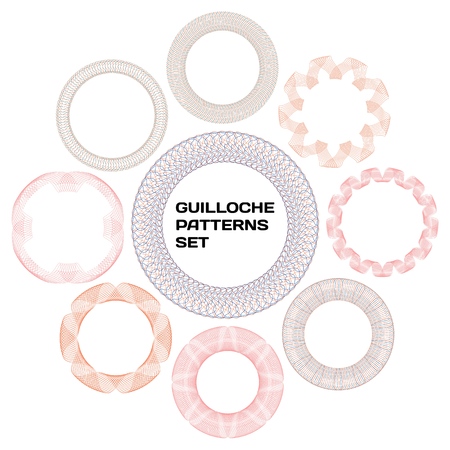Guilloche patterns installed. Vector illustration for your perfect designのイラスト素材