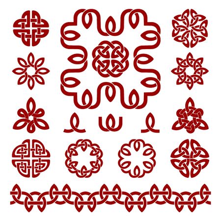 Patterns and parts of Celtic knots. Vector setのイラスト素材