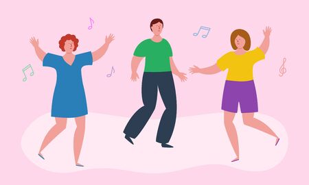 Dancing people flat vector illustration. Party. Celebration.のイラスト素材