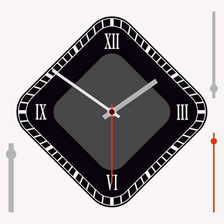 Vector vintage black diamond-shaped watch dial with arrows. Illustration clip-artのイラスト素材