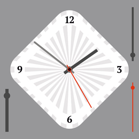 Vector vintage white diamond-shaped watch dial with arrows. Illustration clip-art