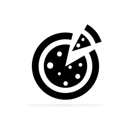 Pizza icon on white background, vector illustration. Flat design style.のイラスト素材
