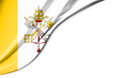 Vatican City flag. 3d illustration. with white background space for text. Close-up view.の写真素材