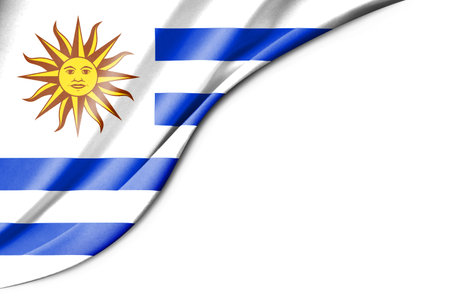 Uruguay flag. 3d illustration. with white background space for text. Close-up view.の写真素材