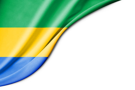 Gabon flag. 3d illustration. with white background space for text. Close-up view.の写真素材