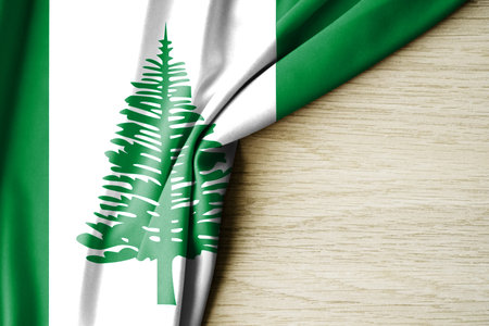 Norfolk Island flag. Fabric pattern flag of Norfolk Island. 3d illustration. with back space for...