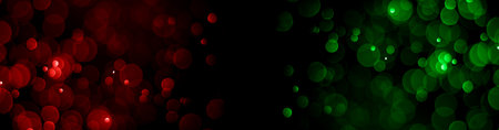 Red and Green bokeh background, Dark Background Beautiful Glow Bokeh.の写真素材