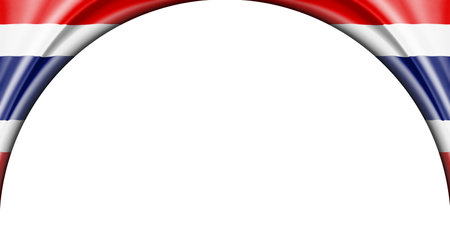 Thailand flag. 3D illustration with white background space for text or image. Semi-circular space.の写真素材